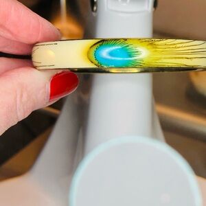 Brass and Enamel Peacock Bangle